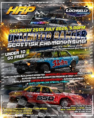 2026 July Speed Weekend - 2 day saver ticket.<br />
<br />
Featuring<br />
SATURDAY - Apex Garden Buildings Ministox European Championship Qualifying Heats, National Unlimited Bangers Scottish Championship, Superstox John Gibson Memorial, Junior Bangers and Rebels Racing European Championship<br />
SUNDAY - Apex Garden Buildings Ministox European Championship and Fife Championship, 1600cc Bangers Scottish Championship, 2.0 Hot Rods, Junior Bangers and Rebels Racing Sccottish Championship<br />
<br />
Under 10 GO FREE<br />
Pay on arrival also available